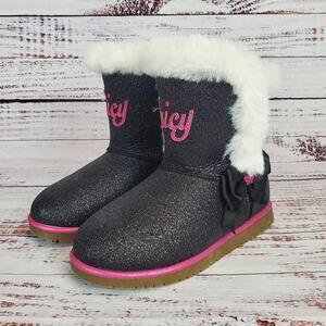 Juicy Couture Little Girl's Cachet Place Boots Sparkle Fuzzy Trim Size 2